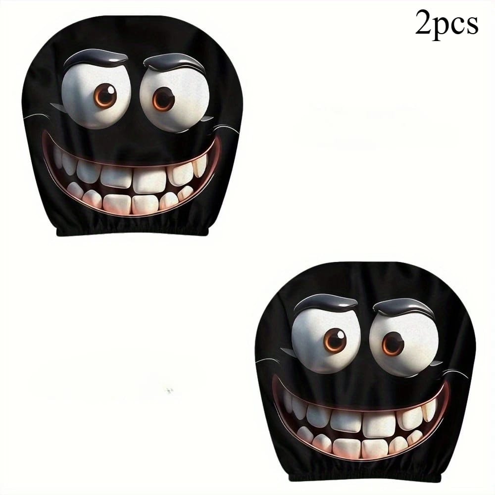 2 fundas de almohada para coche con estampado de cara sonriente lavable.